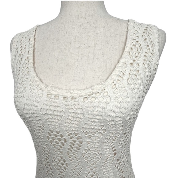 Karin Morgan 100% Cotton Crochet Mini Tank Dress. Cream. Size M #687 - Picture 3 of 6